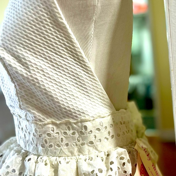 Vintage Dress Maxi 70s-80s Vicky Vaughan NWT Pique/Eyelet Peplum Waist Halter - Picture 7 of 8